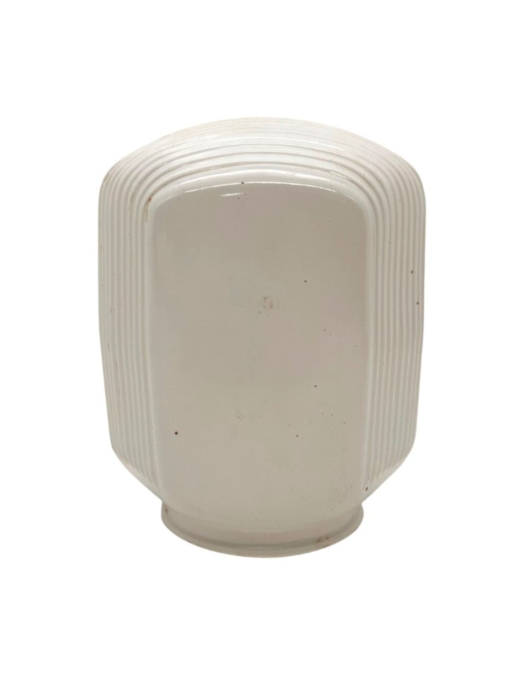 Vintage Milk Glass Art Deco Light Fixture Shade With Clear Geometric Panel 6" - Picture 8 of 13